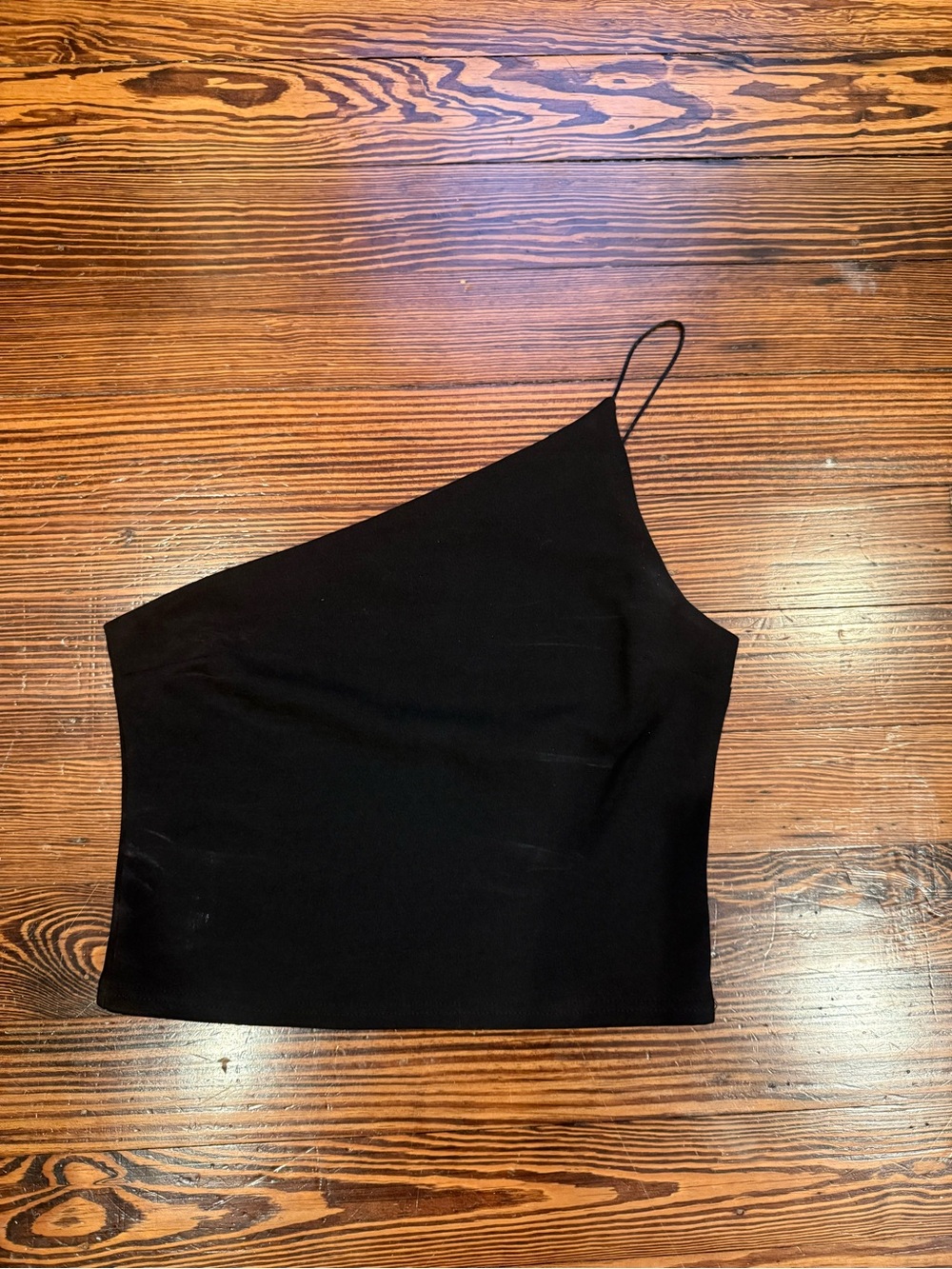 Princess Polly One-Shoulder Black Crop Top
